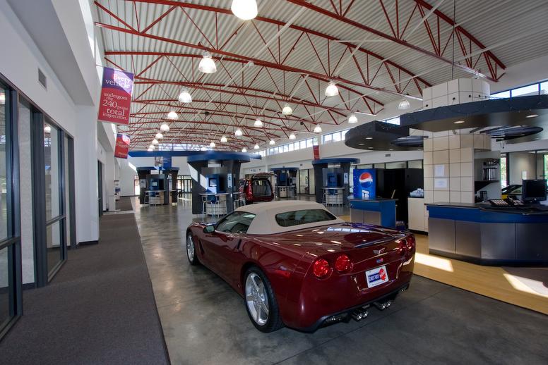 Showroom interior at Driver's Way, where every used vehicle is priced with no haggle pricing