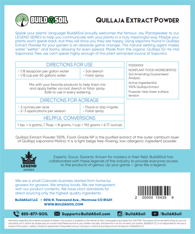 Stock 89658 New 2021 Build A Soil Jay Plantspeaker S Quillaja Saponaria Extract Sioux Falls Sd Grow Organic