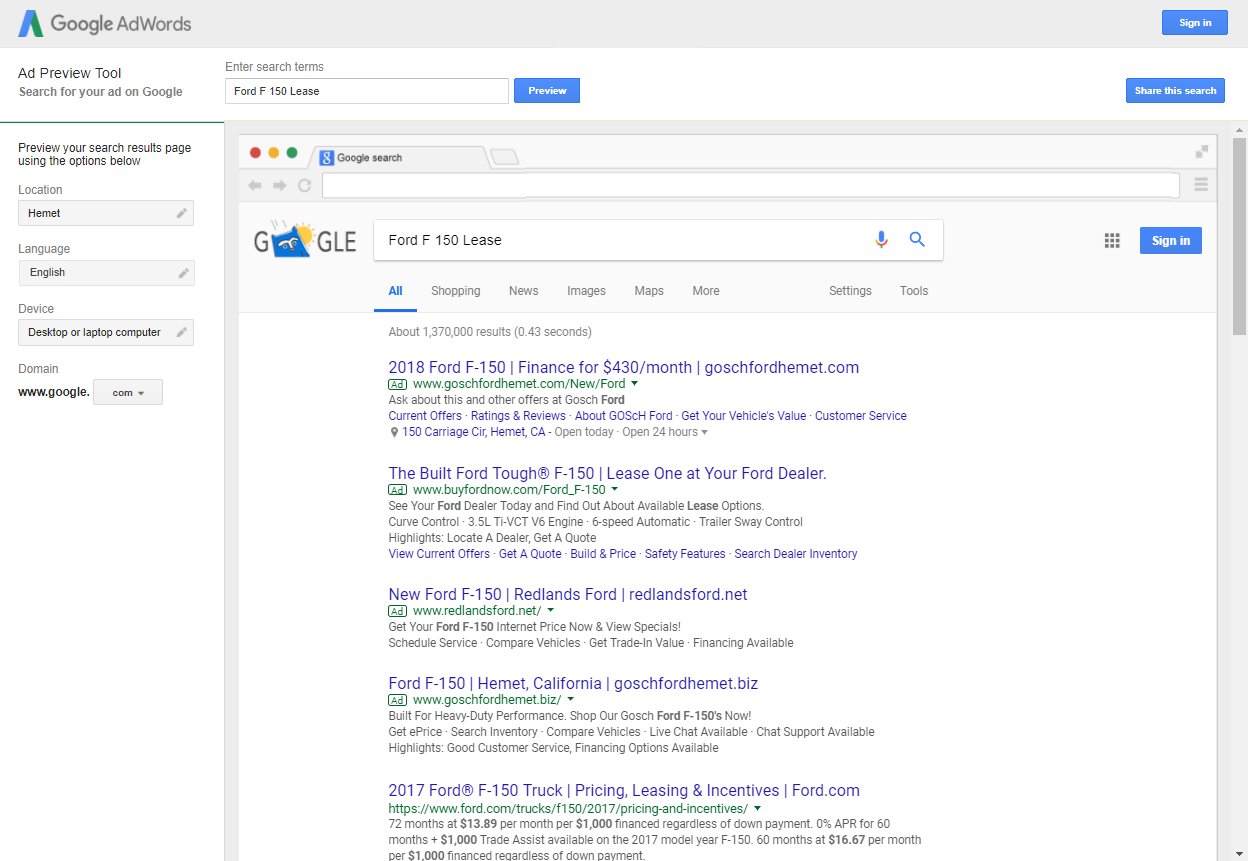 Ad Preview Tool