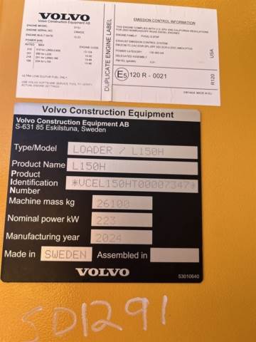 2024 VOLVO CONSTRUCTION EQUIPMENT LARGE WHEEL LOADERS L150H